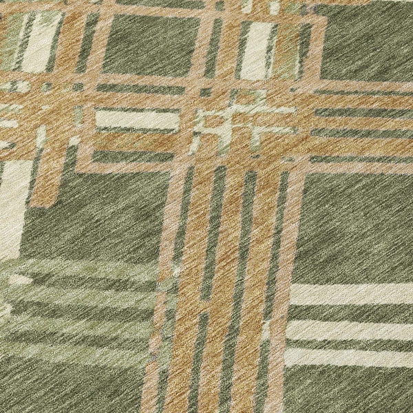 8' X 10' Olive Green And Ivory Geometric Washable Indoor Outdoor Area Rug Homeroots Outdoor