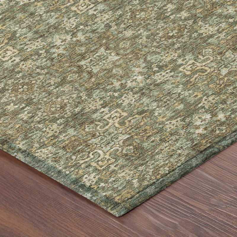 8' X 10' Olive Green And Ivory Oriental Washable Indoor Outdoor Area Rug Homeroots Outdoor