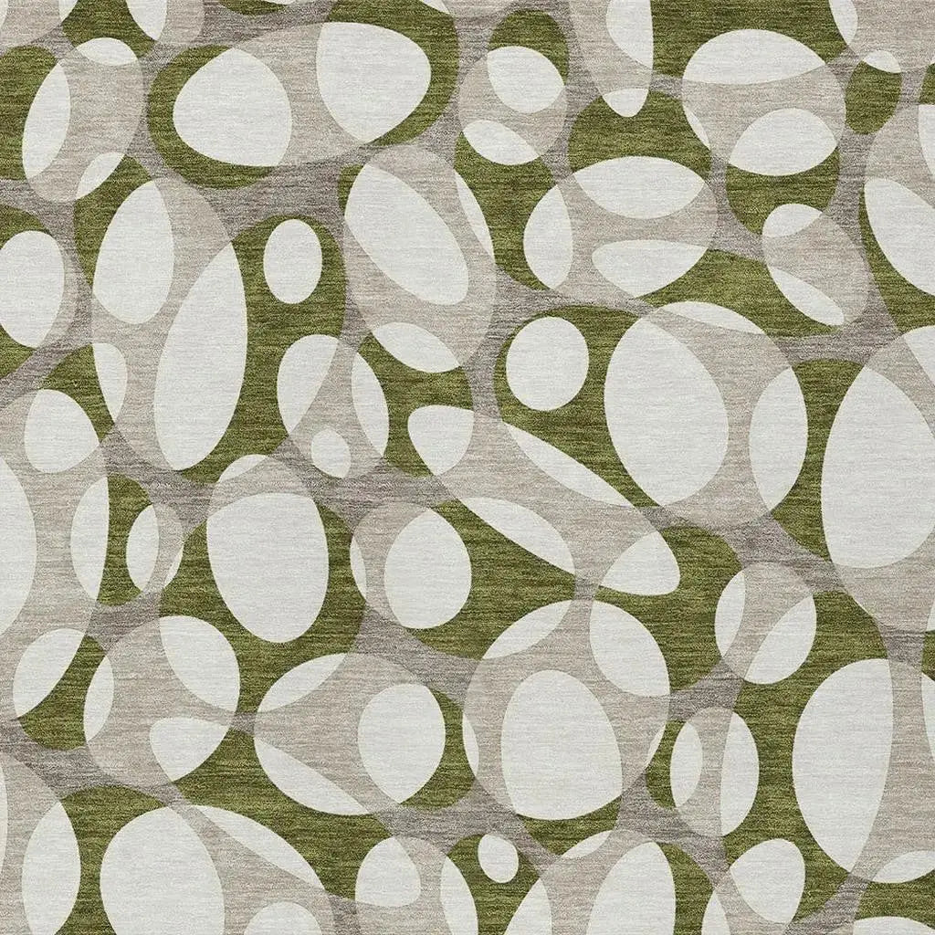 8' X 10' Olive Green And Linen Abstract Washable Indoor Outdoor Area Rug Homeroots Outdoor