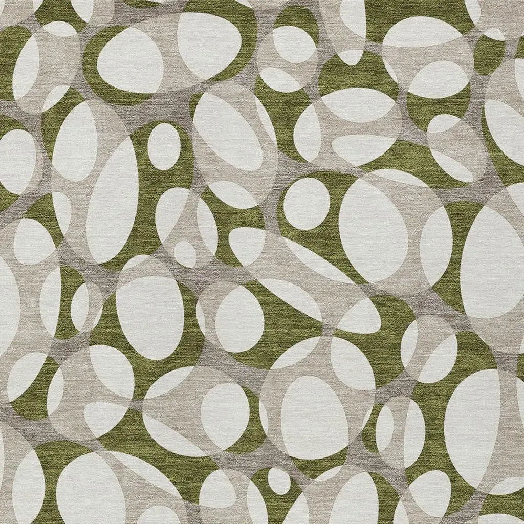 8' X 10' Olive Green And Linen Abstract Washable Indoor Outdoor Area Rug Homeroots Outdoor