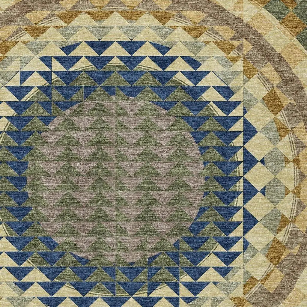 8' X 10' Olive Green And Rust Geometric Washable Indoor Outdoor Area Rug Homeroots Outdoor