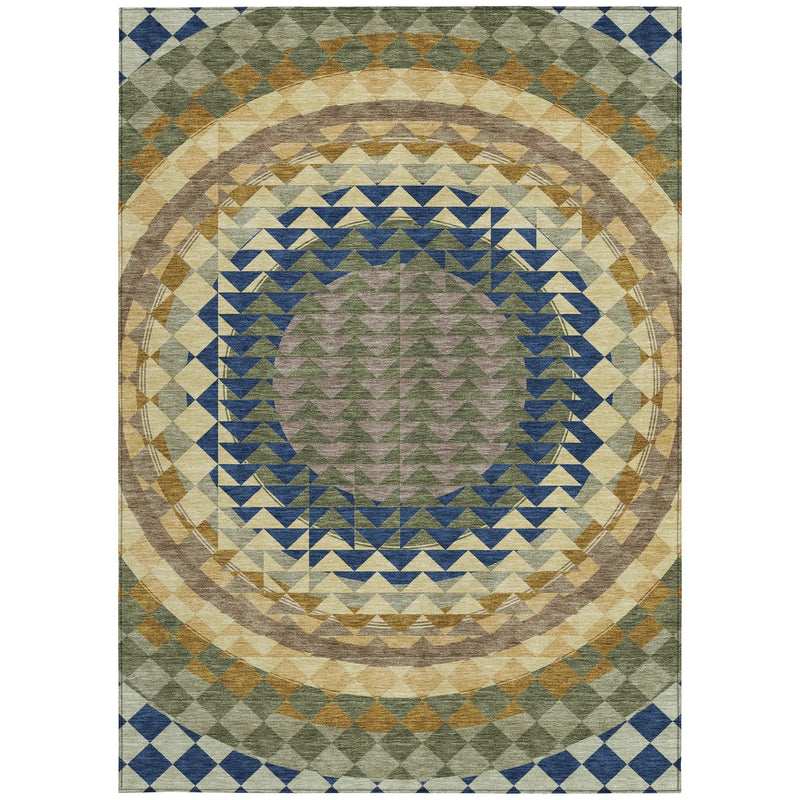8' X 10' Olive Green And Rust Geometric Washable Indoor Outdoor Area Rug Homeroots Outdoor
