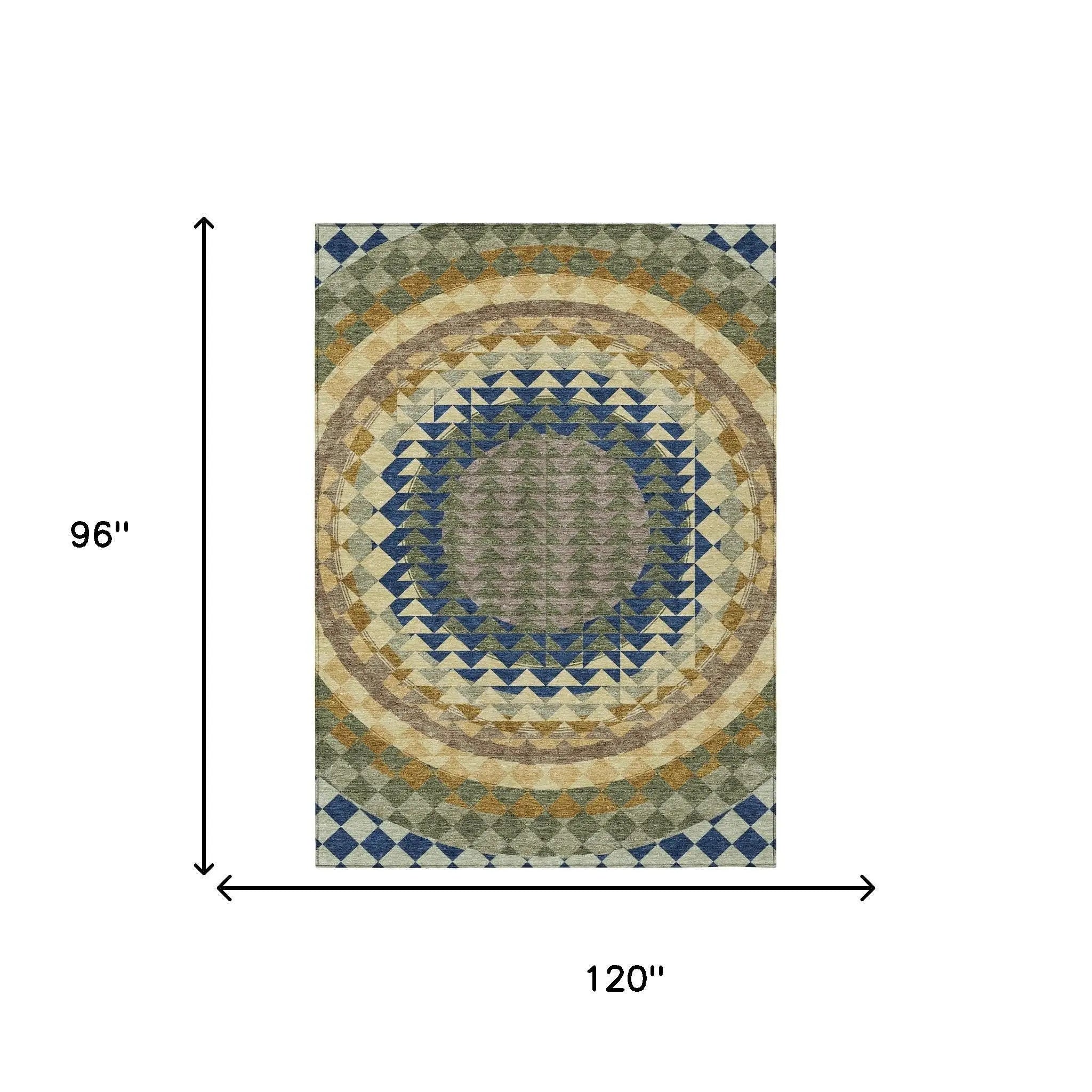 8' X 10' Olive Green And Rust Geometric Washable Indoor Outdoor Area Rug Homeroots Outdoor