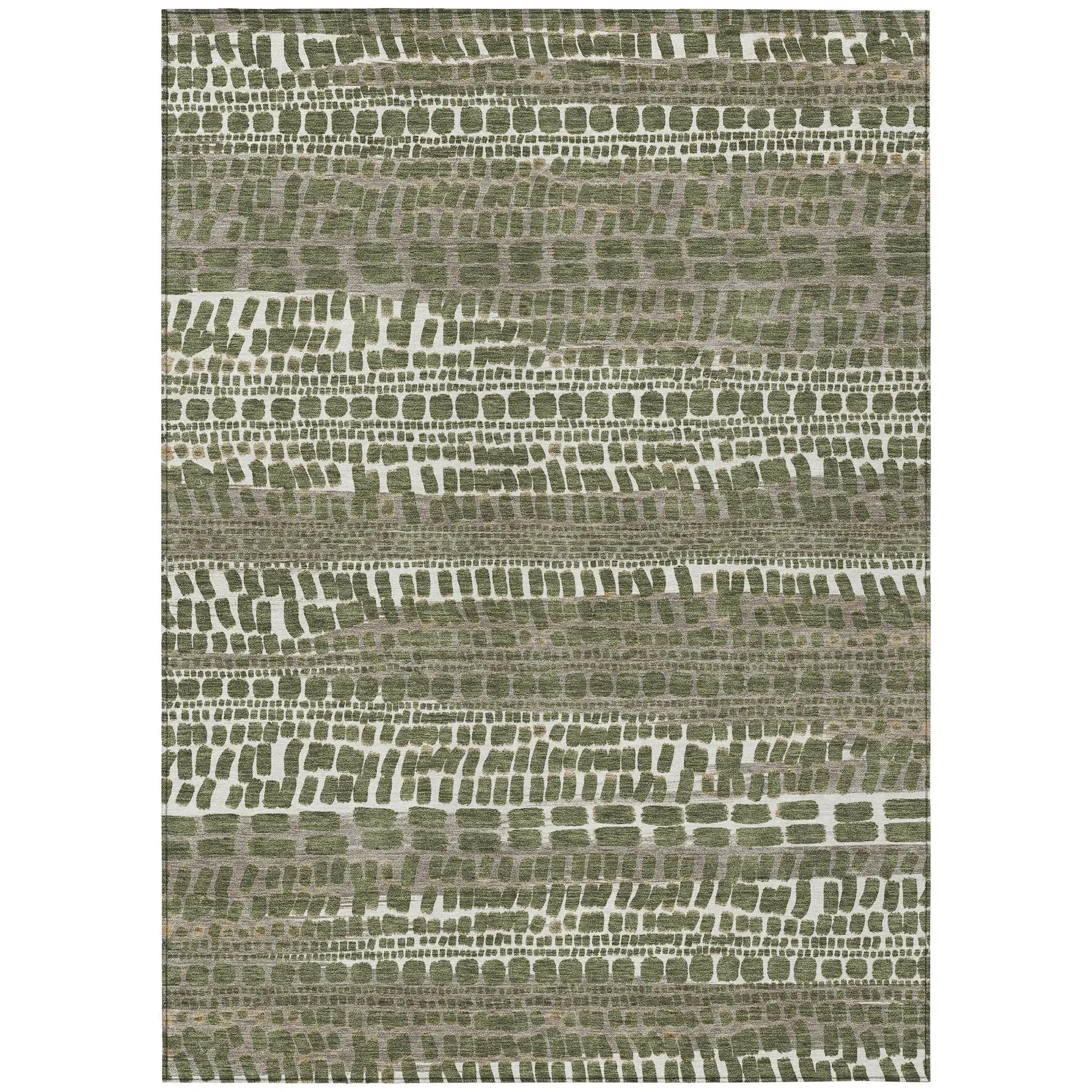 8' X 10' Olive Green And Taupe Abstract Washable Indoor Outdoor Area Rug Homeroots Outdoor