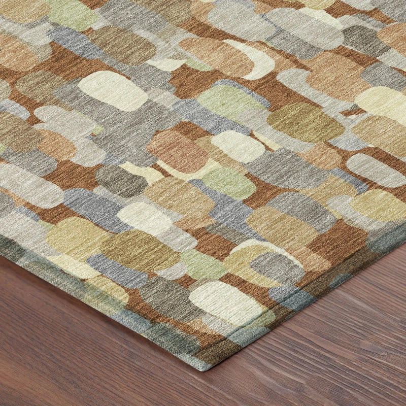 8' X 10' Orange And Beige Abstract Washable Indoor Outdoor Area Rug Homeroots Outdoor