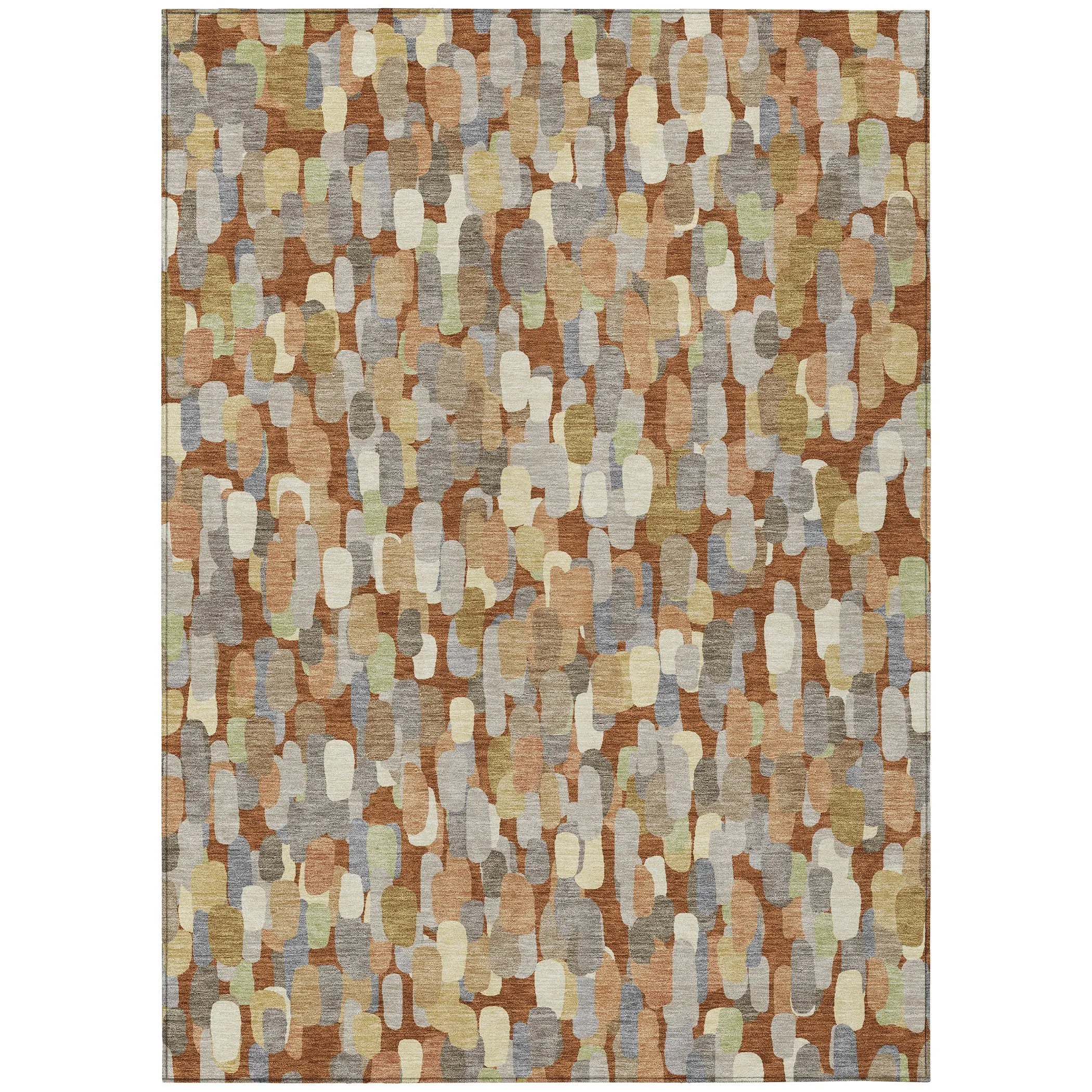 8' X 10' Orange And Beige Abstract Washable Indoor Outdoor Area Rug Homeroots Outdoor
