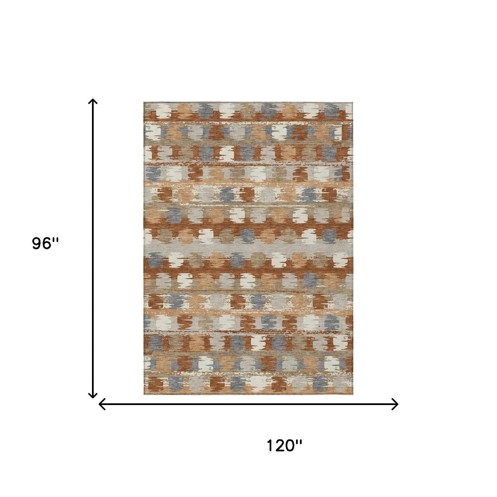 8' X 10' Orange And Beige Abstract Washable Indoor Outdoor Area Rug Homeroots Outdoor