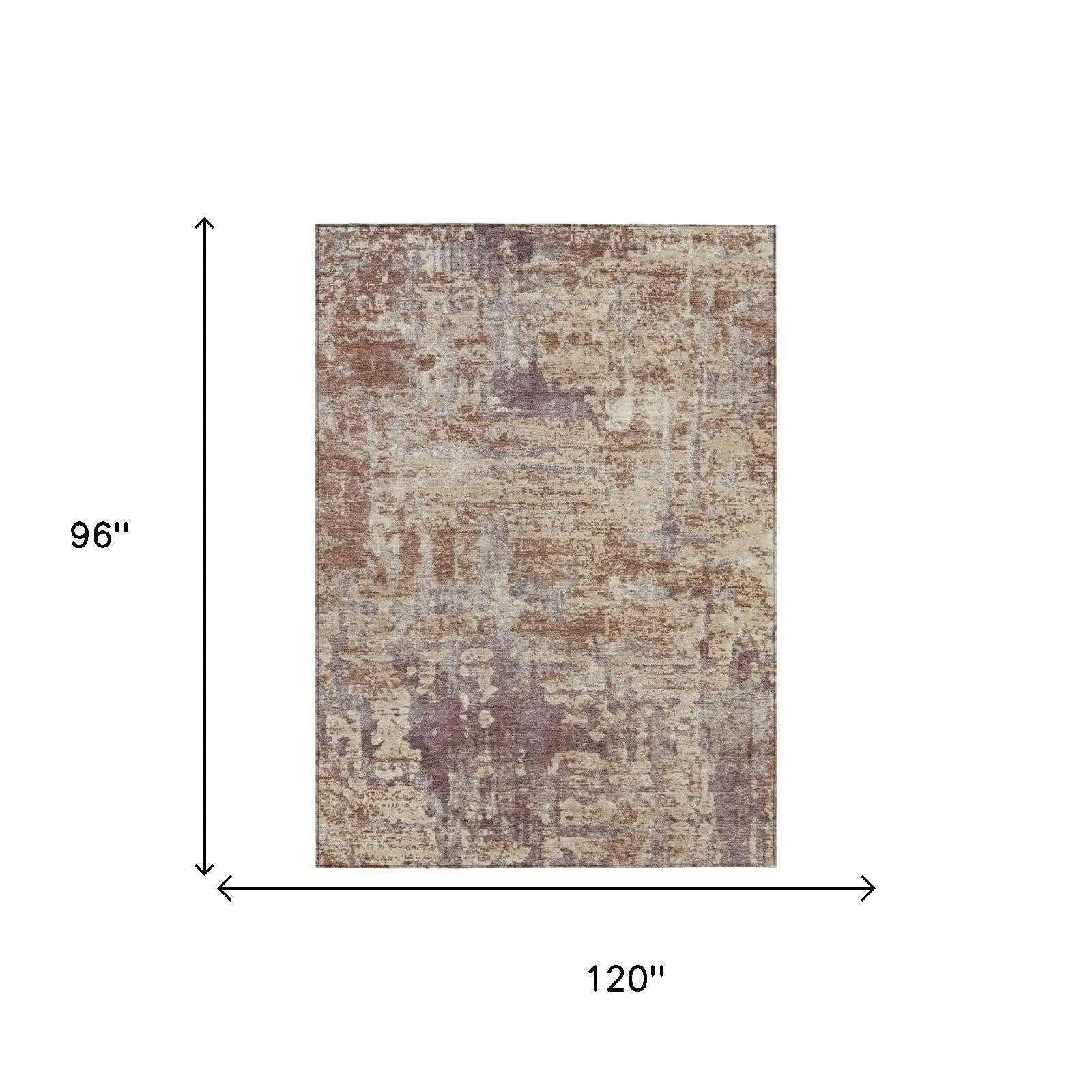 8' X 10' Orange And Beige Abstract Washable Indoor Outdoor Area Rug Homeroots Outdoor