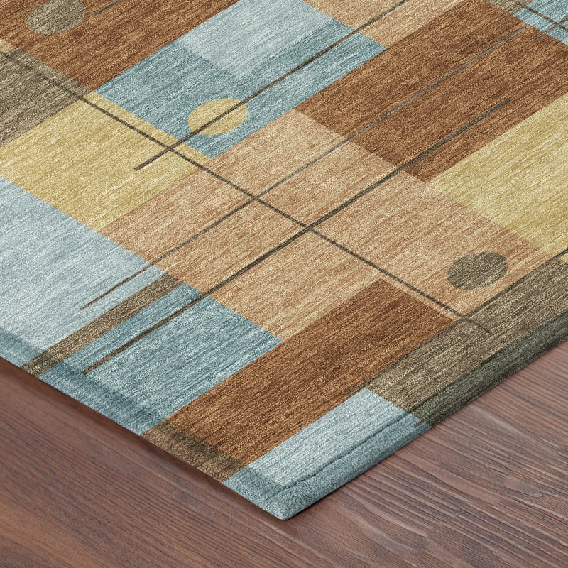 8' X 10' Orange And Beige Geometric Washable Indoor Outdoor Area Rug Homeroots Outdoor