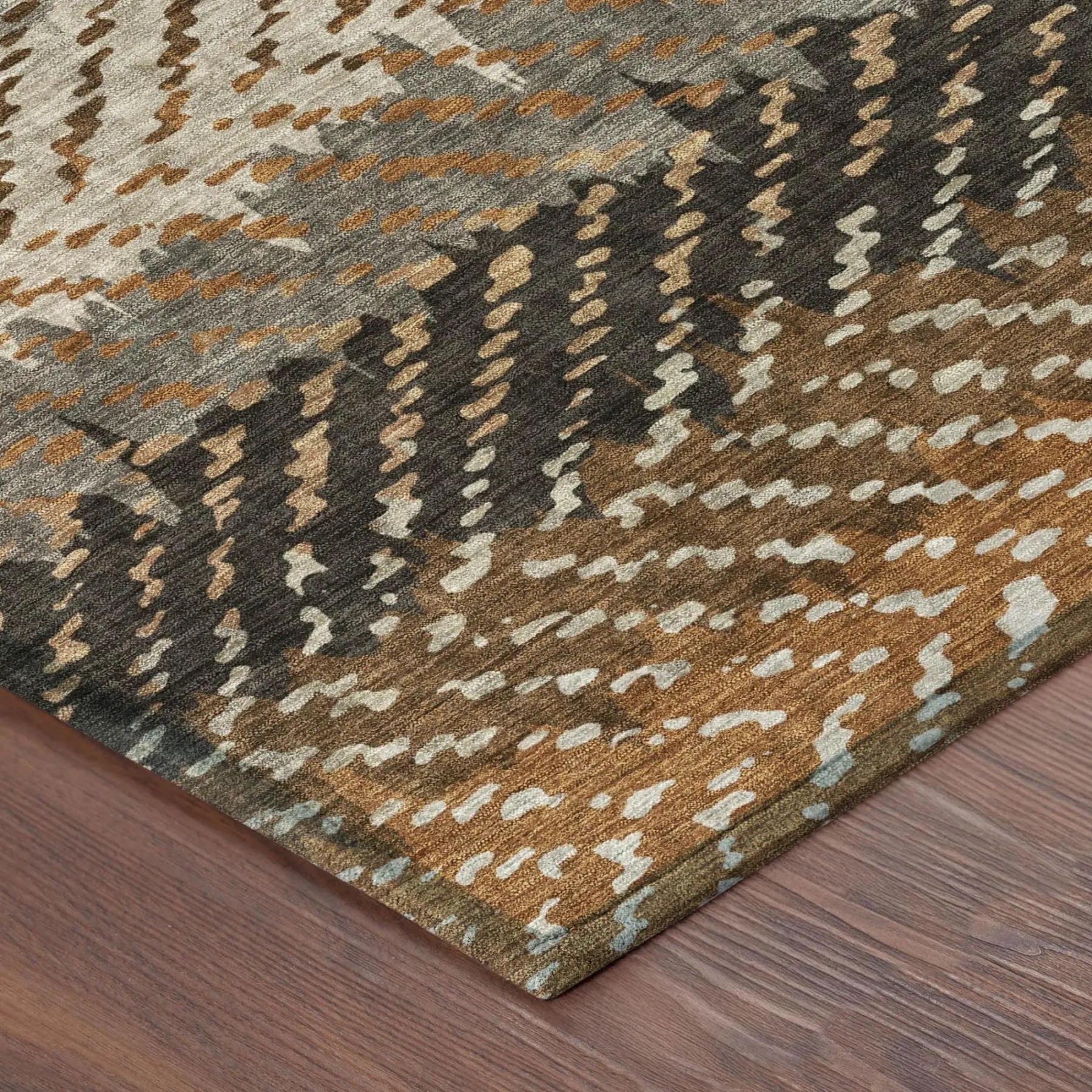 8' X 10' Orange And Beige Striped Washable Indoor Outdoor Area Rug Homeroots Outdoor