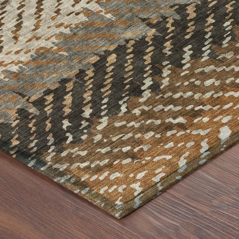 8' X 10' Orange And Beige Striped Washable Indoor Outdoor Area Rug Homeroots Outdoor