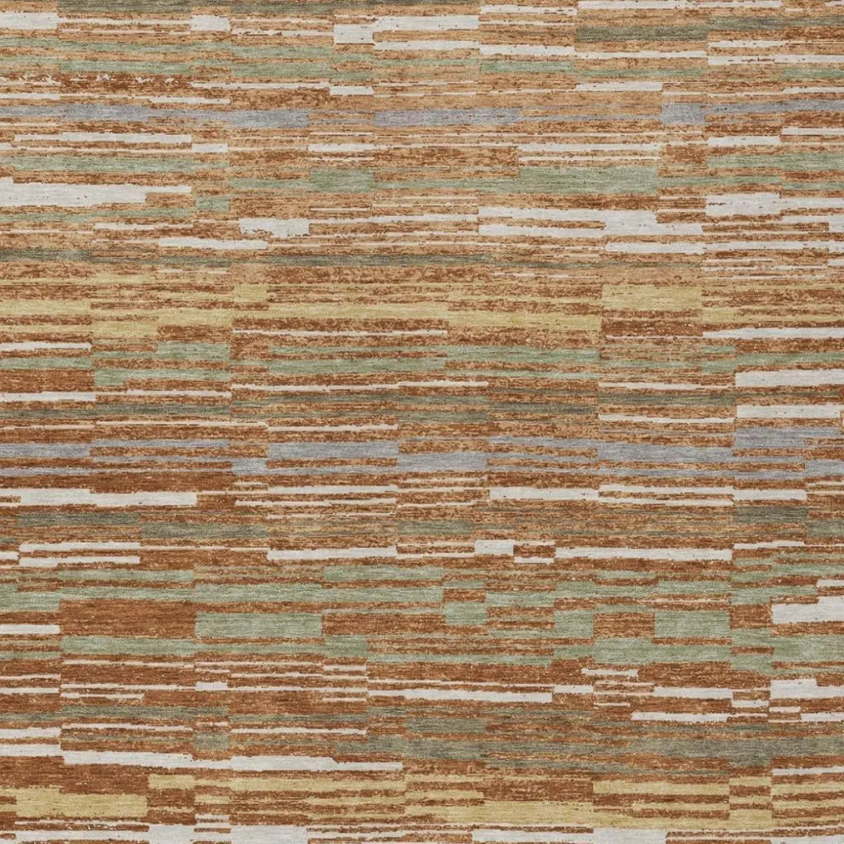 8' X 10' Orange And Beige Striped Washable Indoor Outdoor Area Rug Homeroots Outdoor