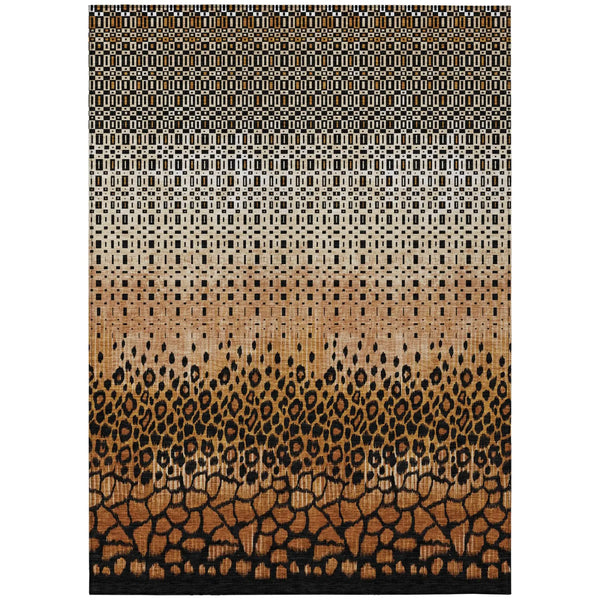8' X 10' Orange And Black Geometric Washable Indoor Outdoor Area Rug Homeroots Outdoor