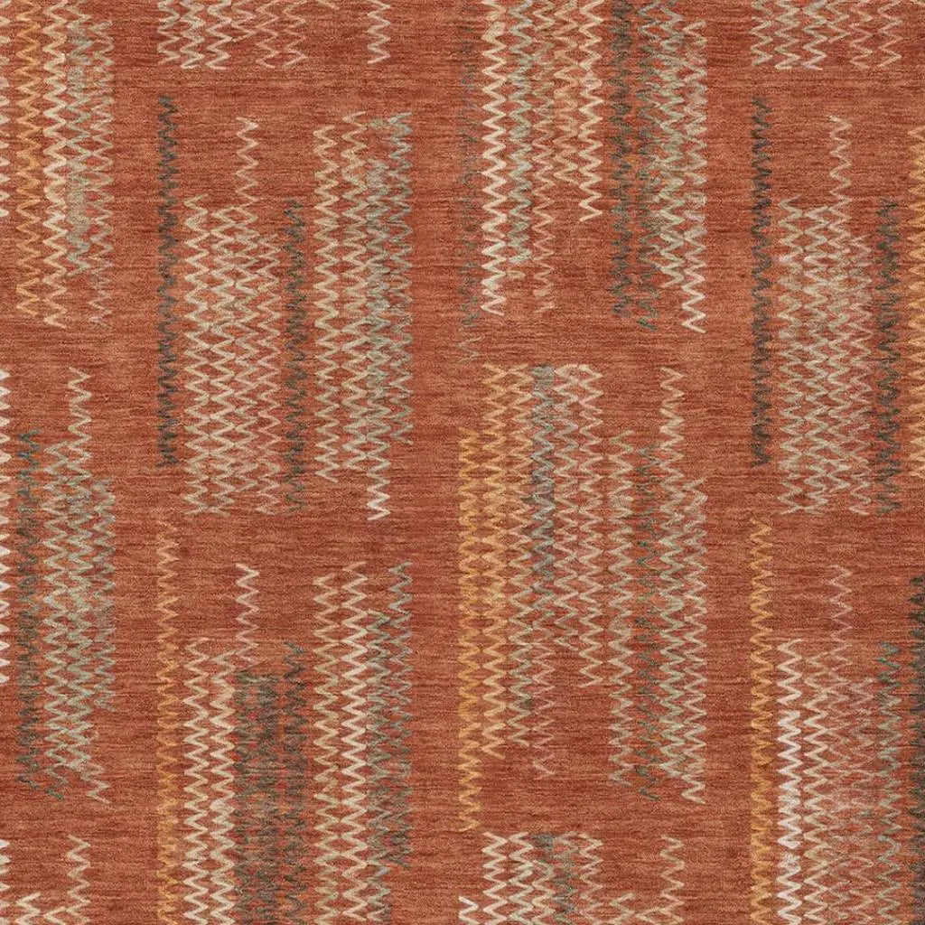 8' X 10' Orange And Brown Abstract Washable Indoor Outdoor Area Rug Homeroots Outdoor