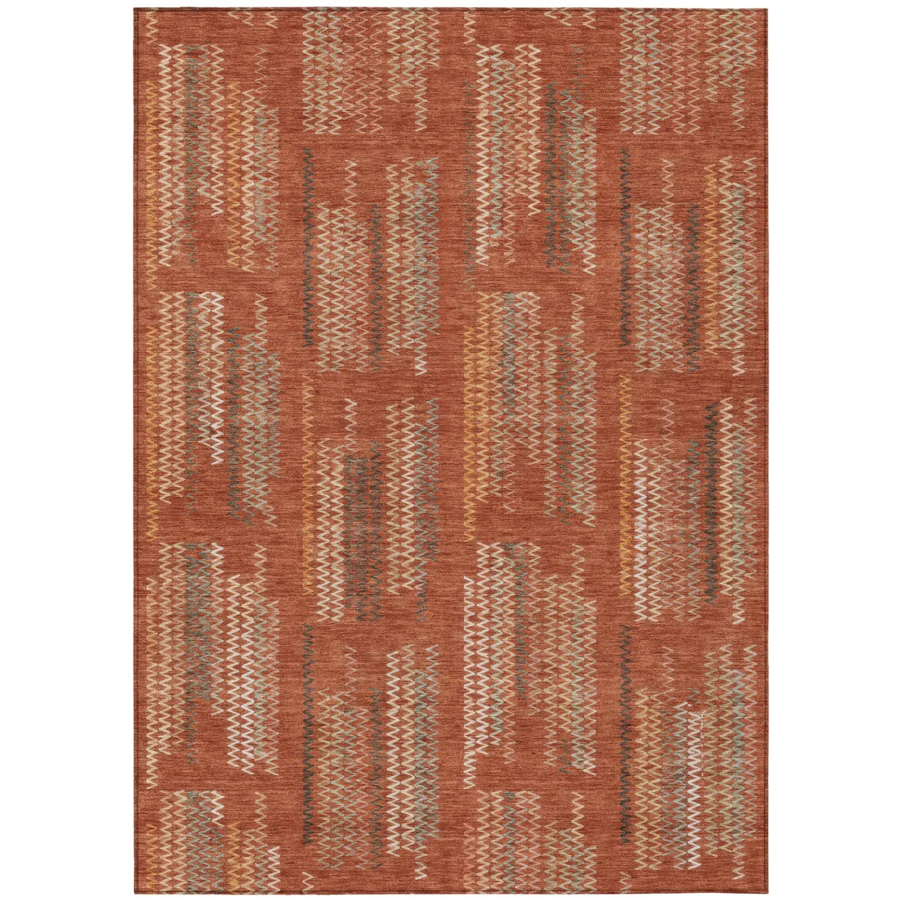 8' X 10' Orange And Brown Abstract Washable Indoor Outdoor Area Rug Homeroots Outdoor