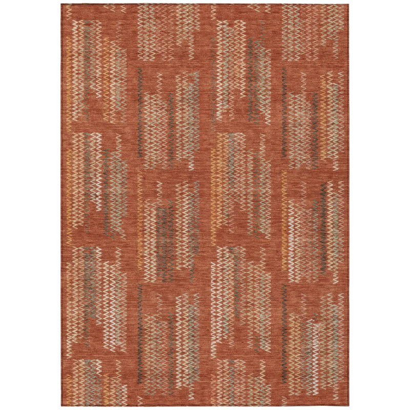 8' X 10' Orange And Brown Abstract Washable Indoor Outdoor Area Rug Homeroots Outdoor