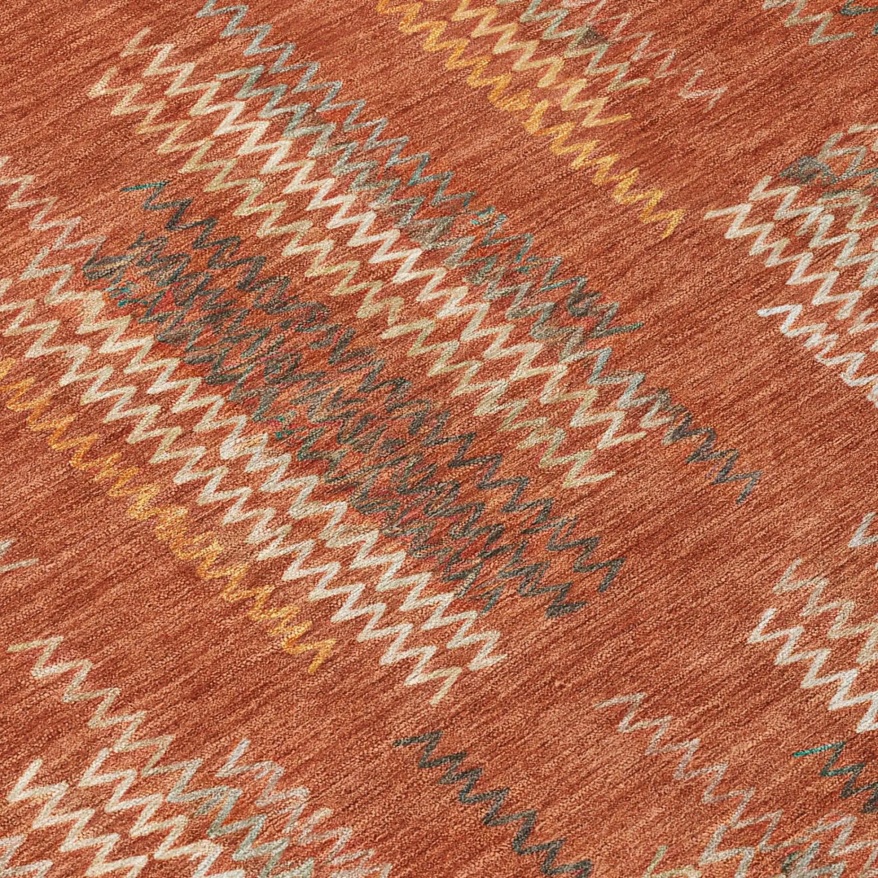 8' X 10' Orange And Brown Abstract Washable Indoor Outdoor Area Rug Homeroots Outdoor
