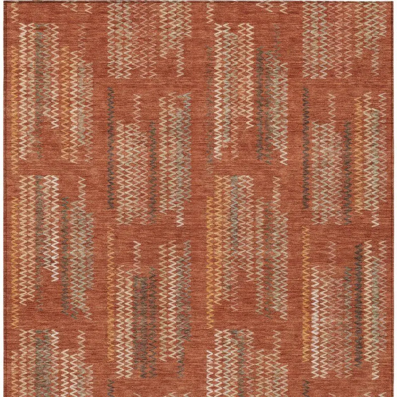 8' X 10' Orange And Brown Abstract Washable Indoor Outdoor Area Rug Homeroots Outdoor