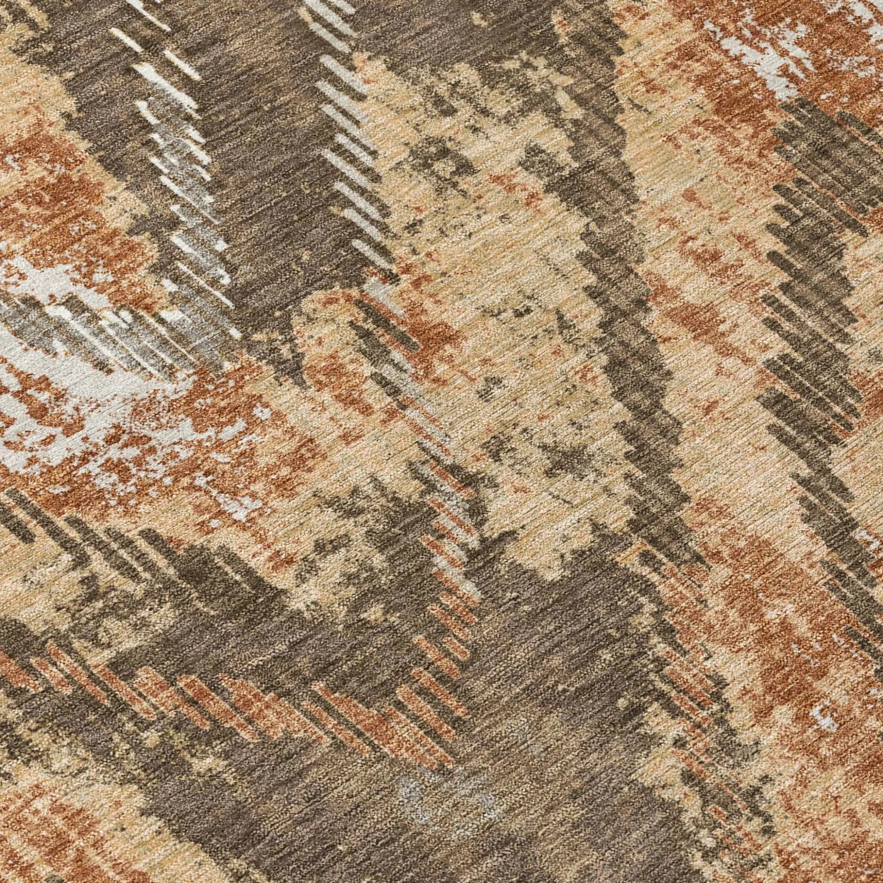 8' X 10' Orange And Brown Abstract Washable Indoor Outdoor Area Rug Homeroots Outdoor