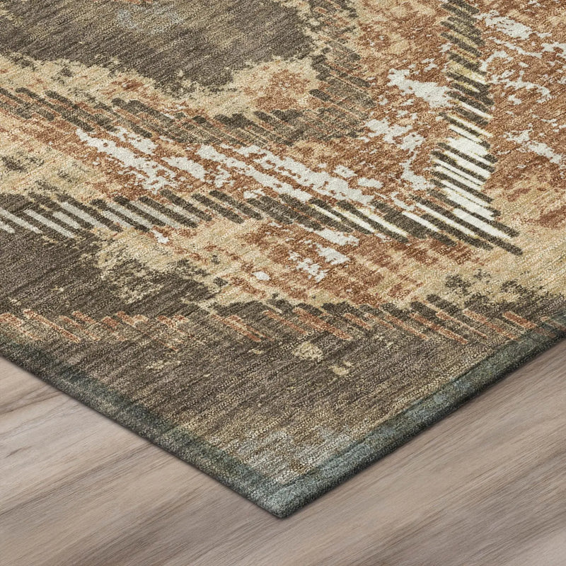 8' X 10' Orange And Brown Abstract Washable Indoor Outdoor Area Rug Homeroots Outdoor