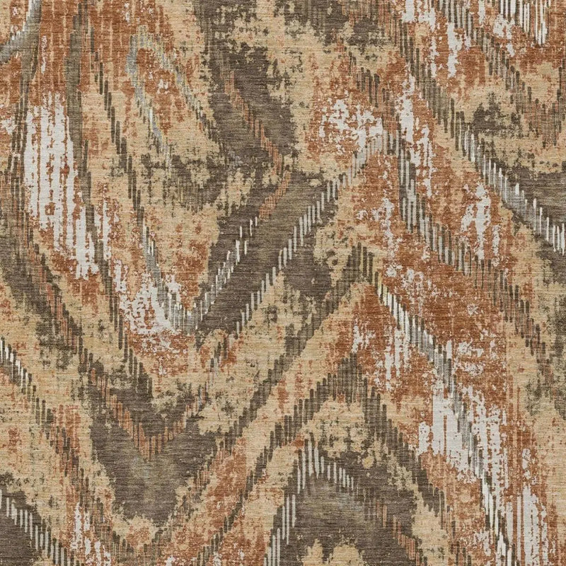 8' X 10' Orange And Brown Abstract Washable Indoor Outdoor Area Rug Homeroots Outdoor