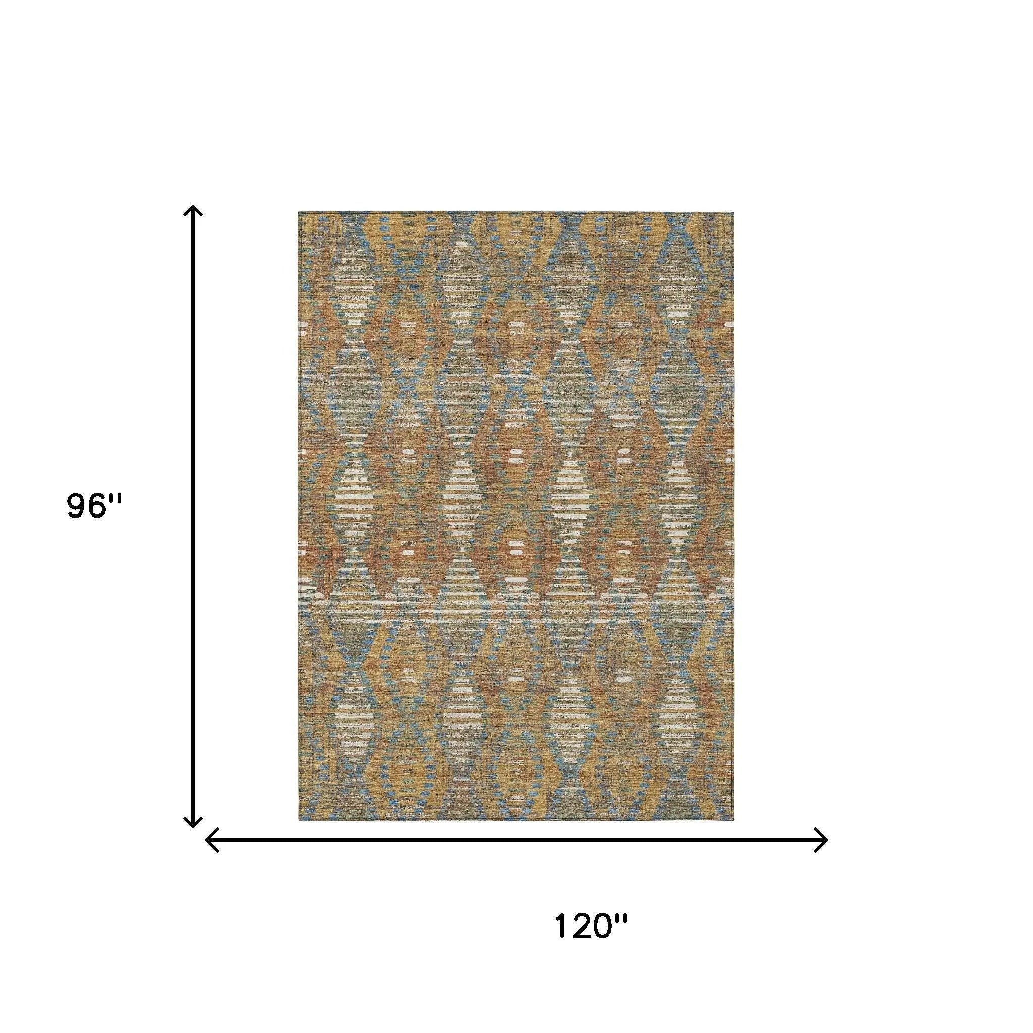 8' X 10' Orange And Brown Floral Medallion Washable Indoor Outdoor Area Rug Homeroots Outdoor