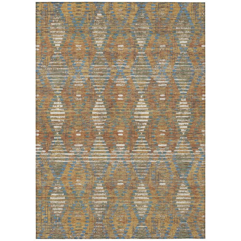 8' X 10' Orange And Brown Floral Medallion Washable Indoor Outdoor Area Rug Homeroots Outdoor