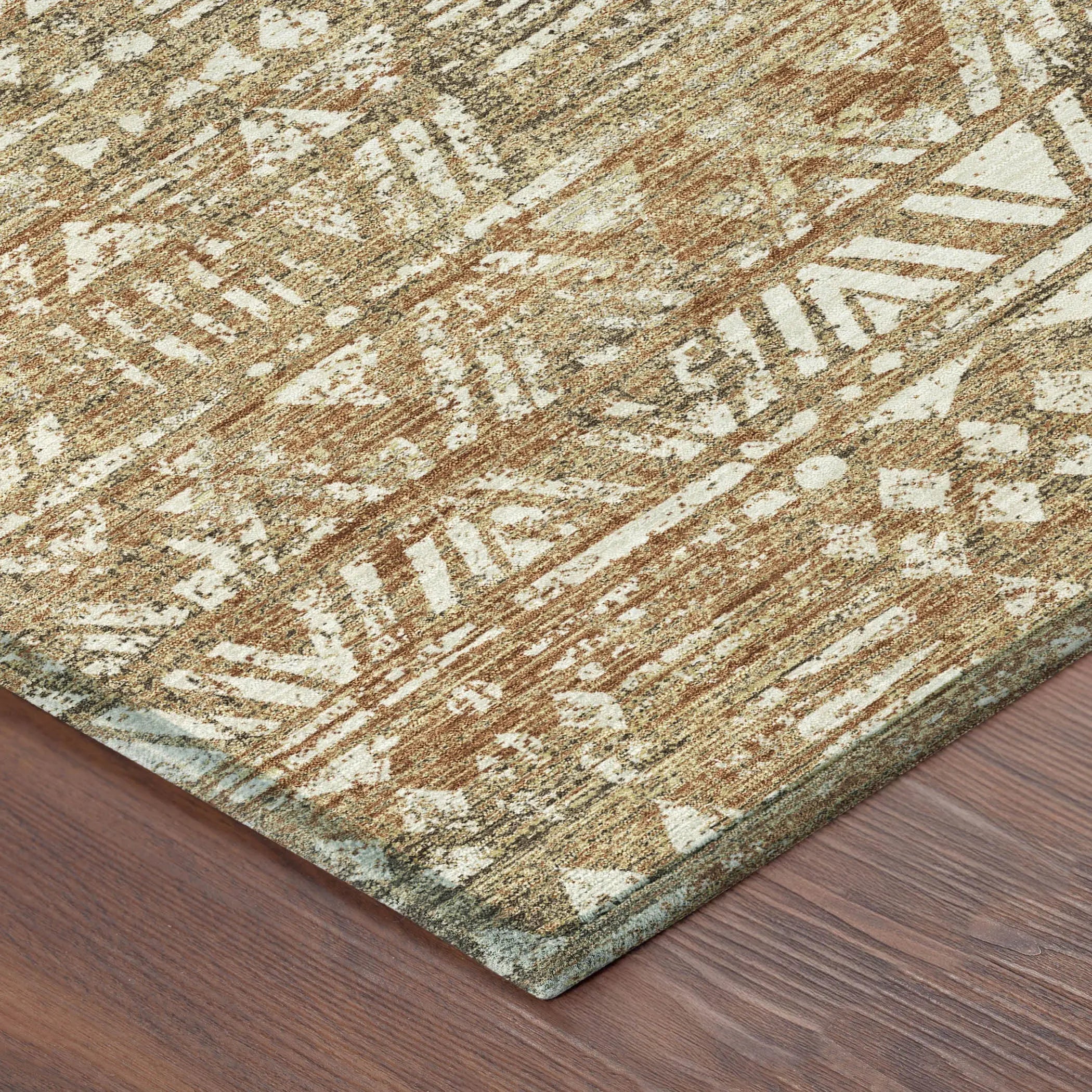 8' X 10' Orange And Brown Geometric Washable Indoor Outdoor Area Rug Homeroots Outdoor