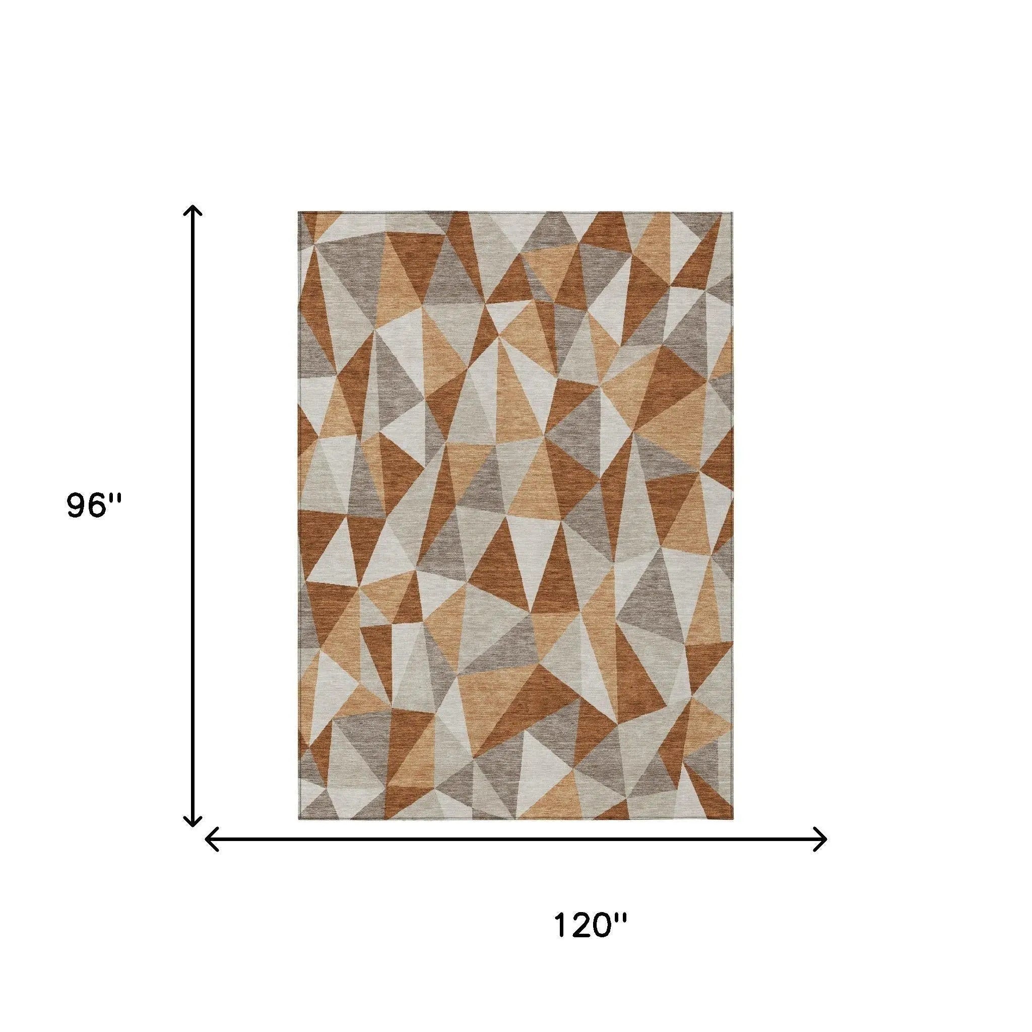 8' X 10' Orange And Brown Geometric Washable Indoor Outdoor Area Rug Homeroots Outdoor