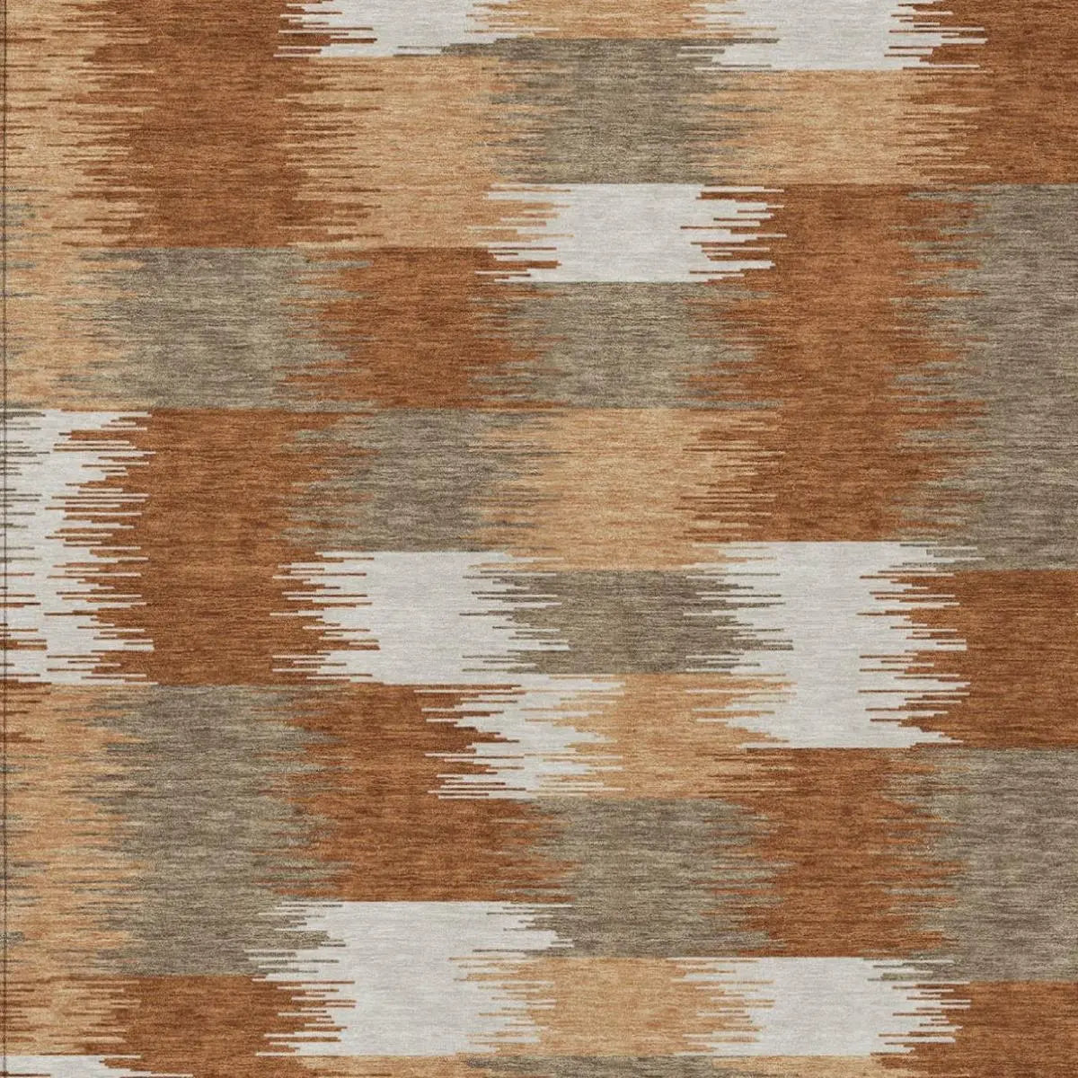 8' X 10' Orange And Brown Geometric Washable Indoor Outdoor Area Rug Homeroots Outdoor