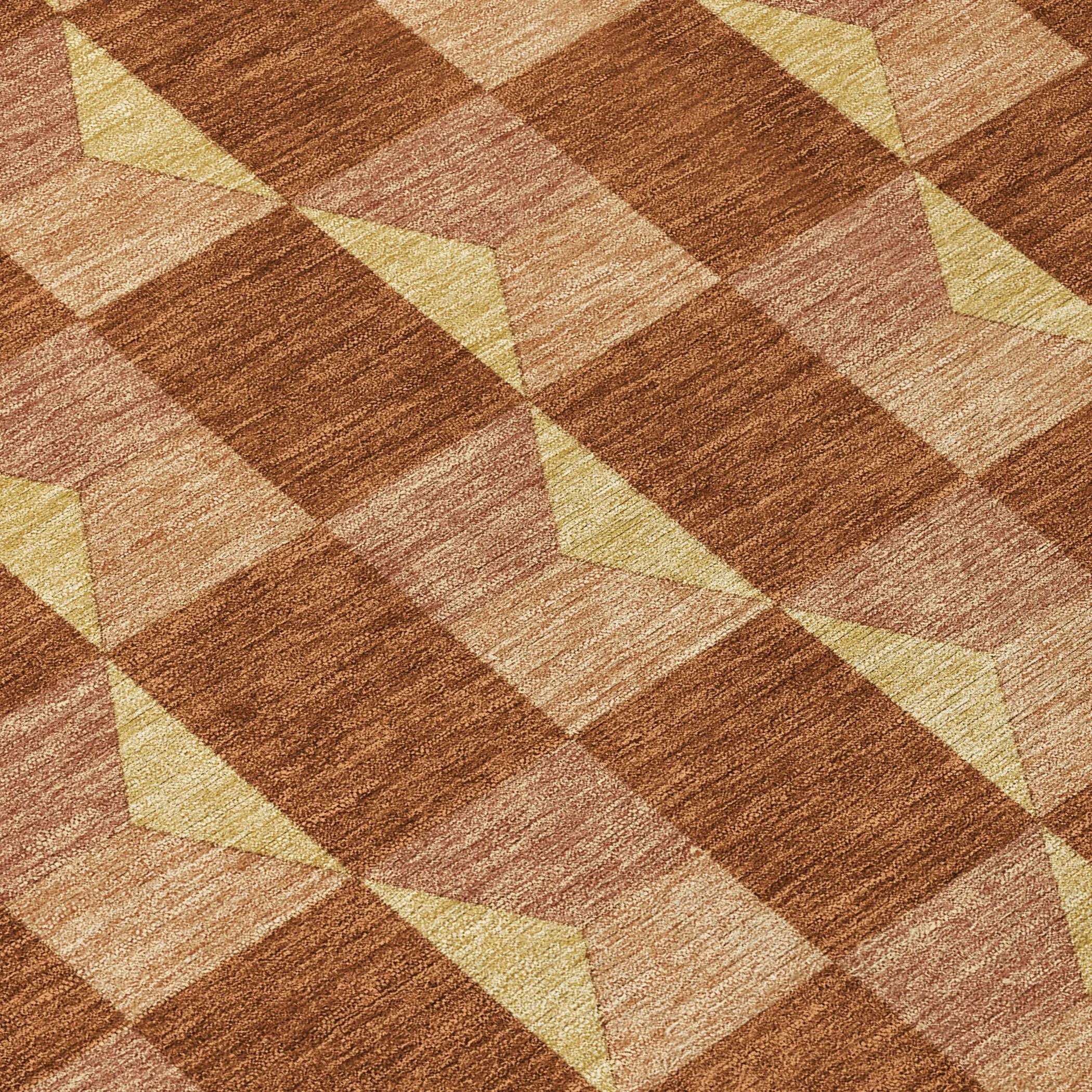8' X 10' Orange And Brown Geometric Washable Indoor Outdoor Area Rug Homeroots Outdoor