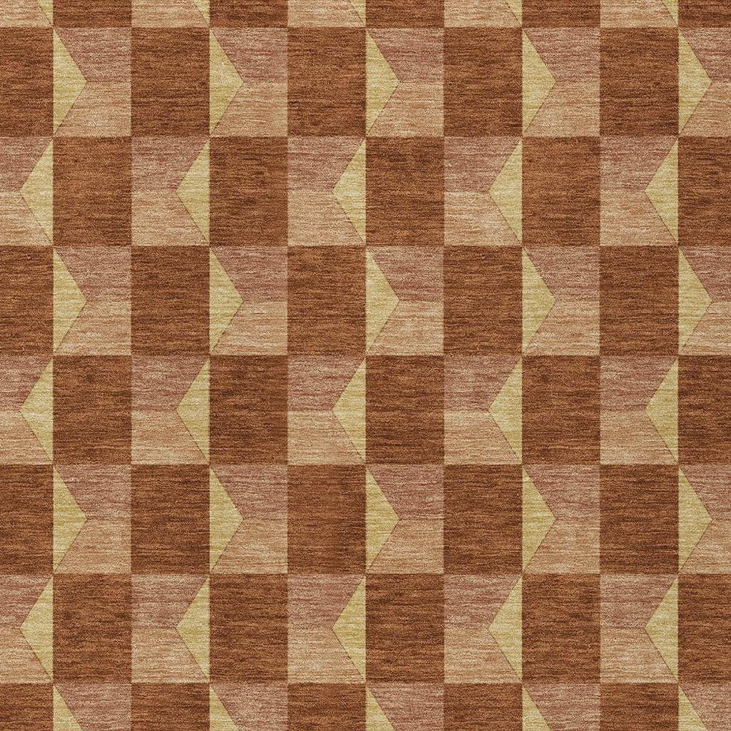 8' X 10' Orange And Brown Geometric Washable Indoor Outdoor Area Rug Homeroots Outdoor