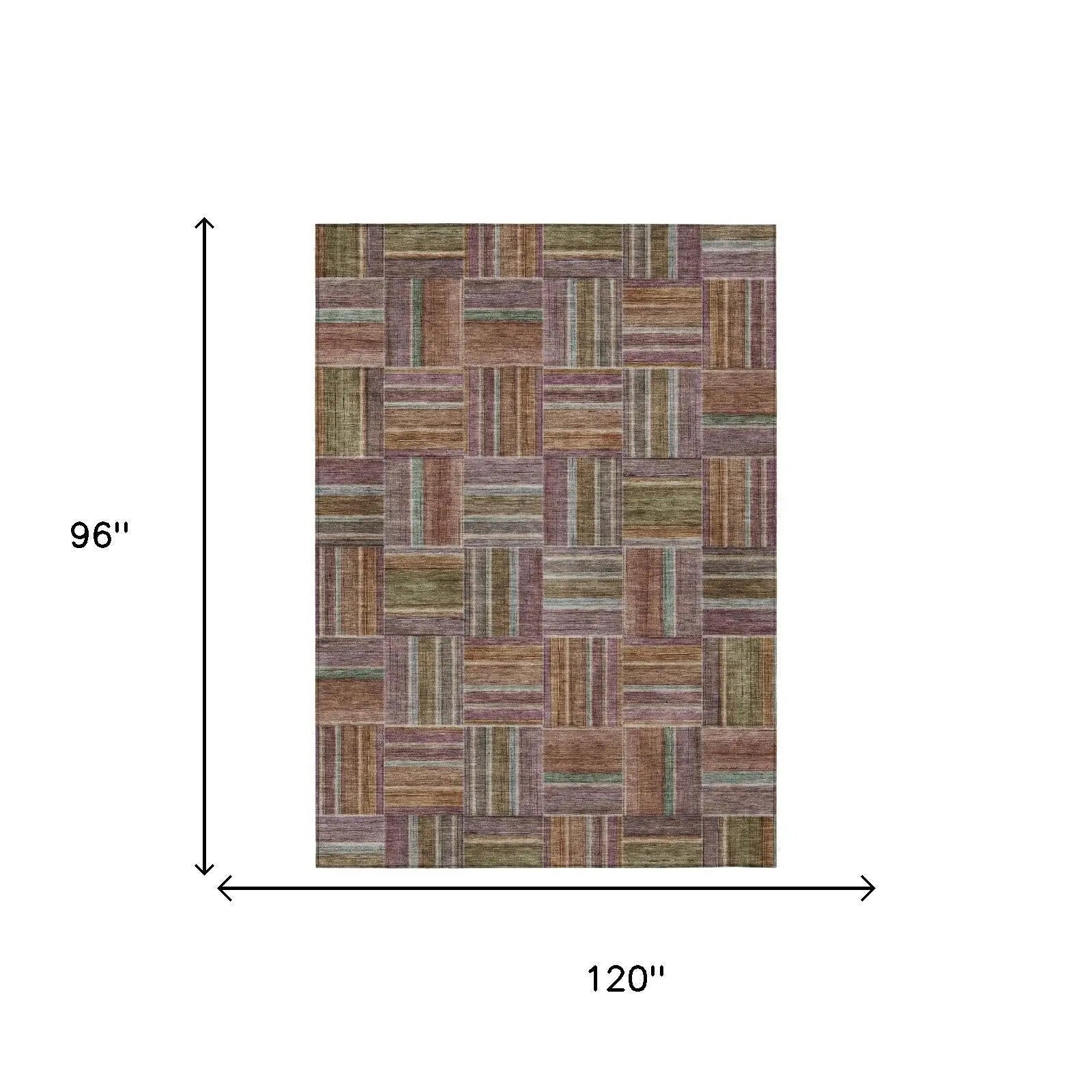 8' X 10' Orange And Brown Geometric Washable Indoor Outdoor Area Rug Homeroots Outdoor