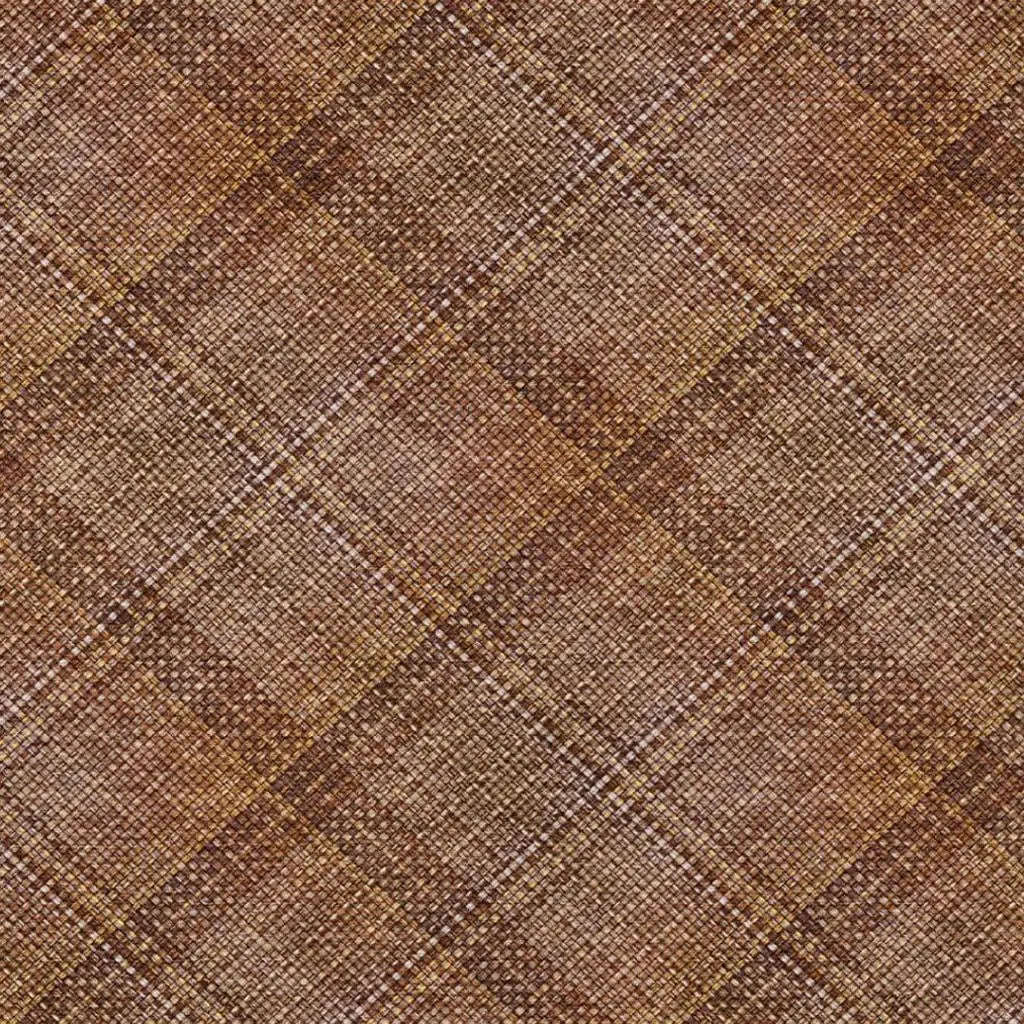8' X 10' Orange And Brown Plaid Washable Indoor Outdoor Area Rug Homeroots Outdoor
