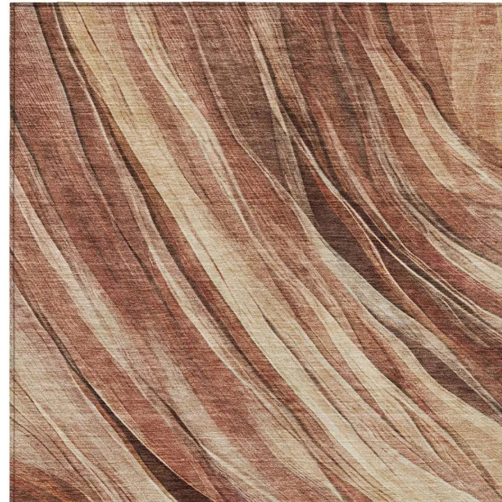 8' X 10' Orange And Burgundy Abstract Washable Indoor Outdoor Area Rug Homeroots Outdoor