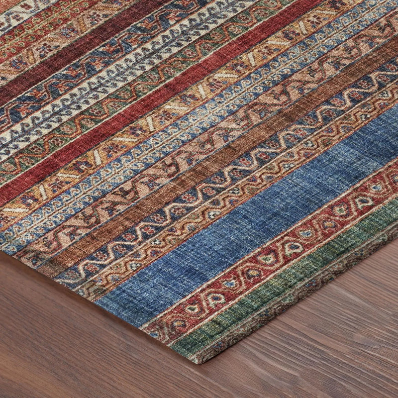 8' X 10' Orange And Burgundy Striped Washable Indoor Outdoor Area Rug Homeroots Outdoor