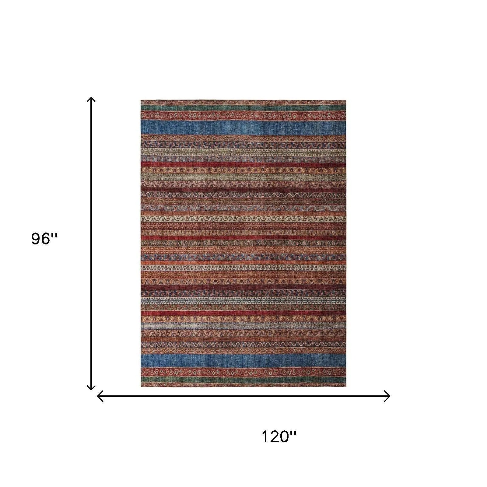 8' X 10' Orange And Burgundy Striped Washable Indoor Outdoor Area Rug Homeroots Outdoor