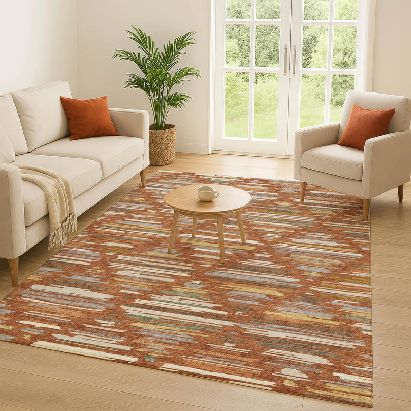 8' X 10' Orange And Charcoal Southwestern Washable Indoor Outdoor Area Rug Homeroots Outdoor