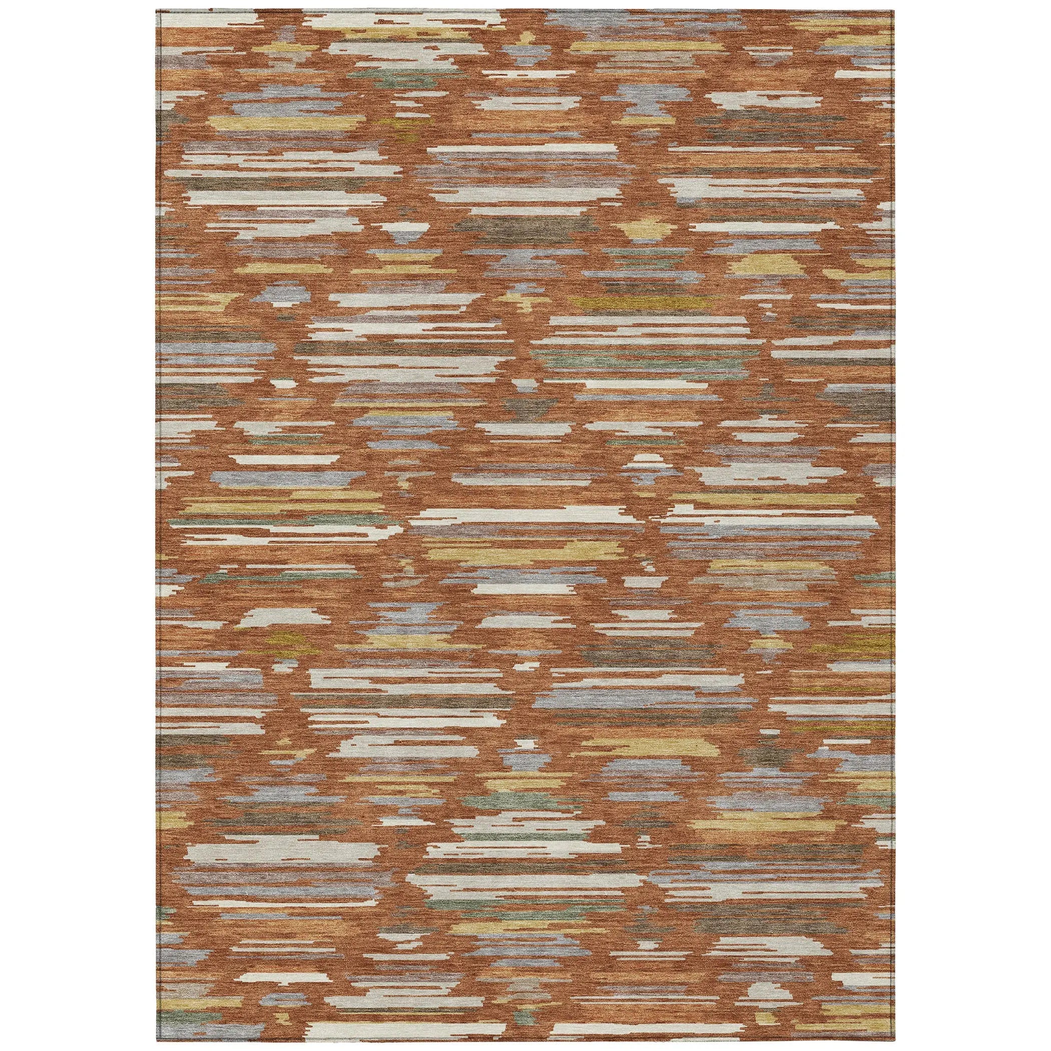 8' X 10' Orange And Charcoal Southwestern Washable Indoor Outdoor Area Rug Homeroots Outdoor