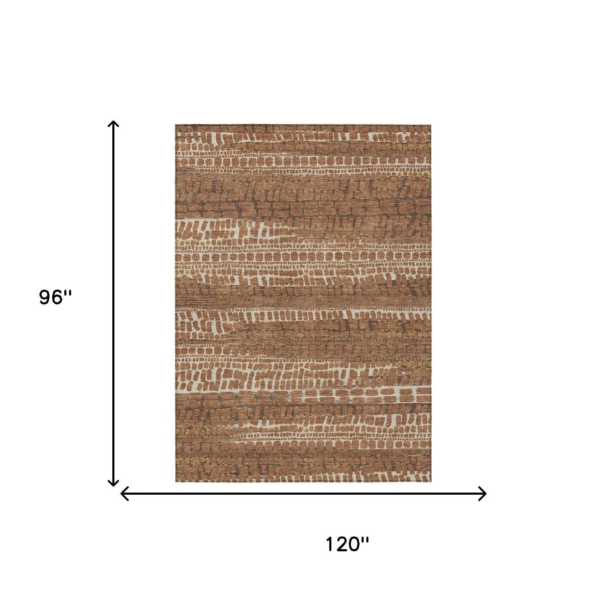 8' X 10' Orange And Chocolate Abstract Washable Indoor Outdoor Area Rug Homeroots Outdoor