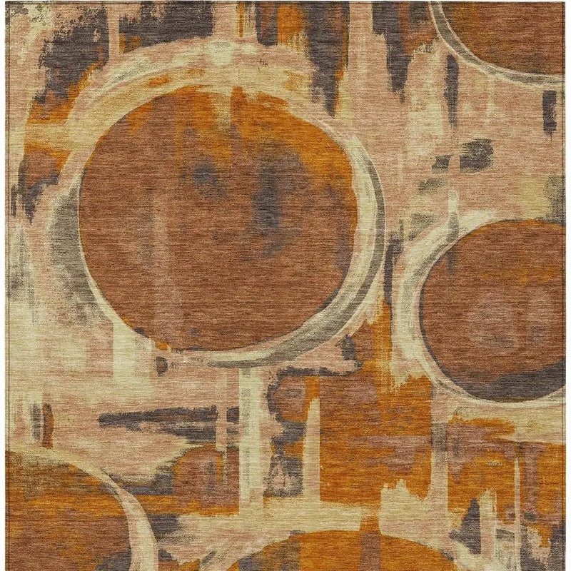8' X 10' Orange And Copper Abstract Washable Indoor Outdoor Area Rug Homeroots Outdoor