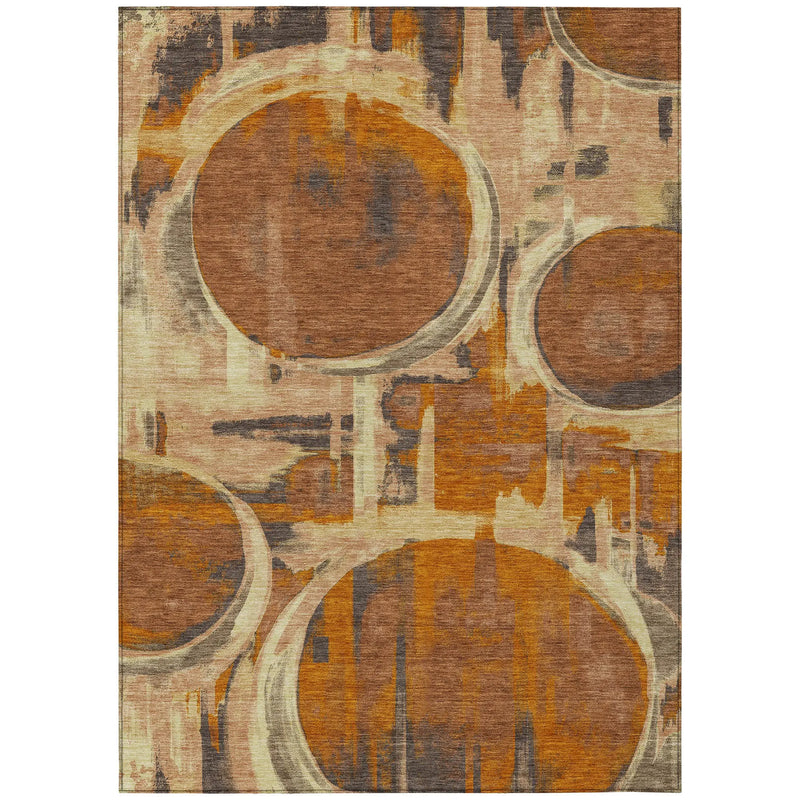 8' X 10' Orange And Copper Abstract Washable Indoor Outdoor Area Rug Homeroots Outdoor