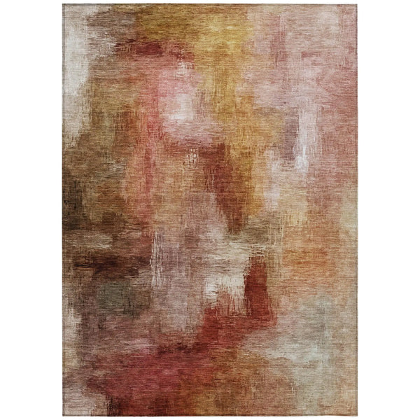 8' X 10' Orange And Copper Abstract Washable Indoor Outdoor Area Rug Homeroots Outdoor