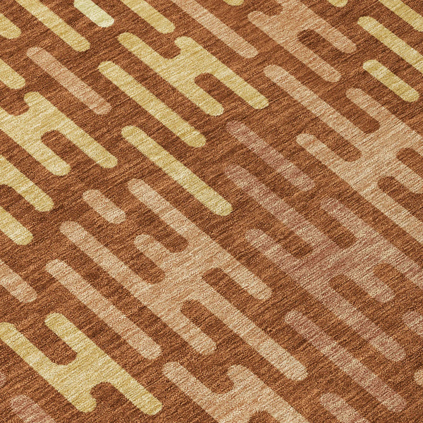 8' X 10' Orange And Copper Abstract Washable Indoor Outdoor Area Rug Homeroots Outdoor