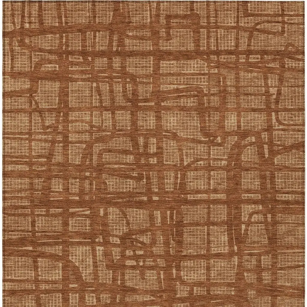 8' X 10' Orange And Copper Abstract Washable Indoor Outdoor Area Rug Homeroots Outdoor