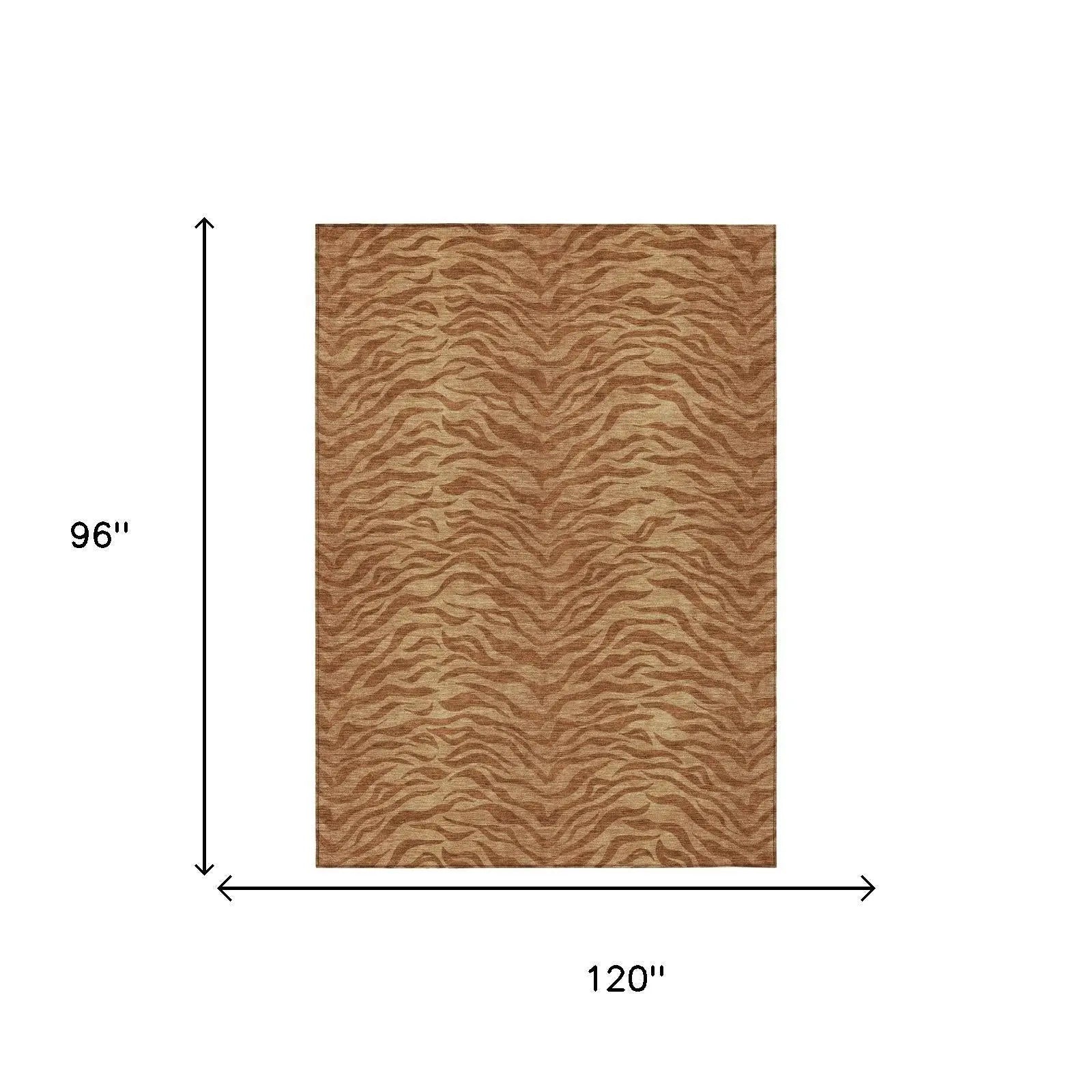 8' X 10' Orange And Copper Animal Print Washable Indoor Outdoor Area Rug Homeroots Outdoor