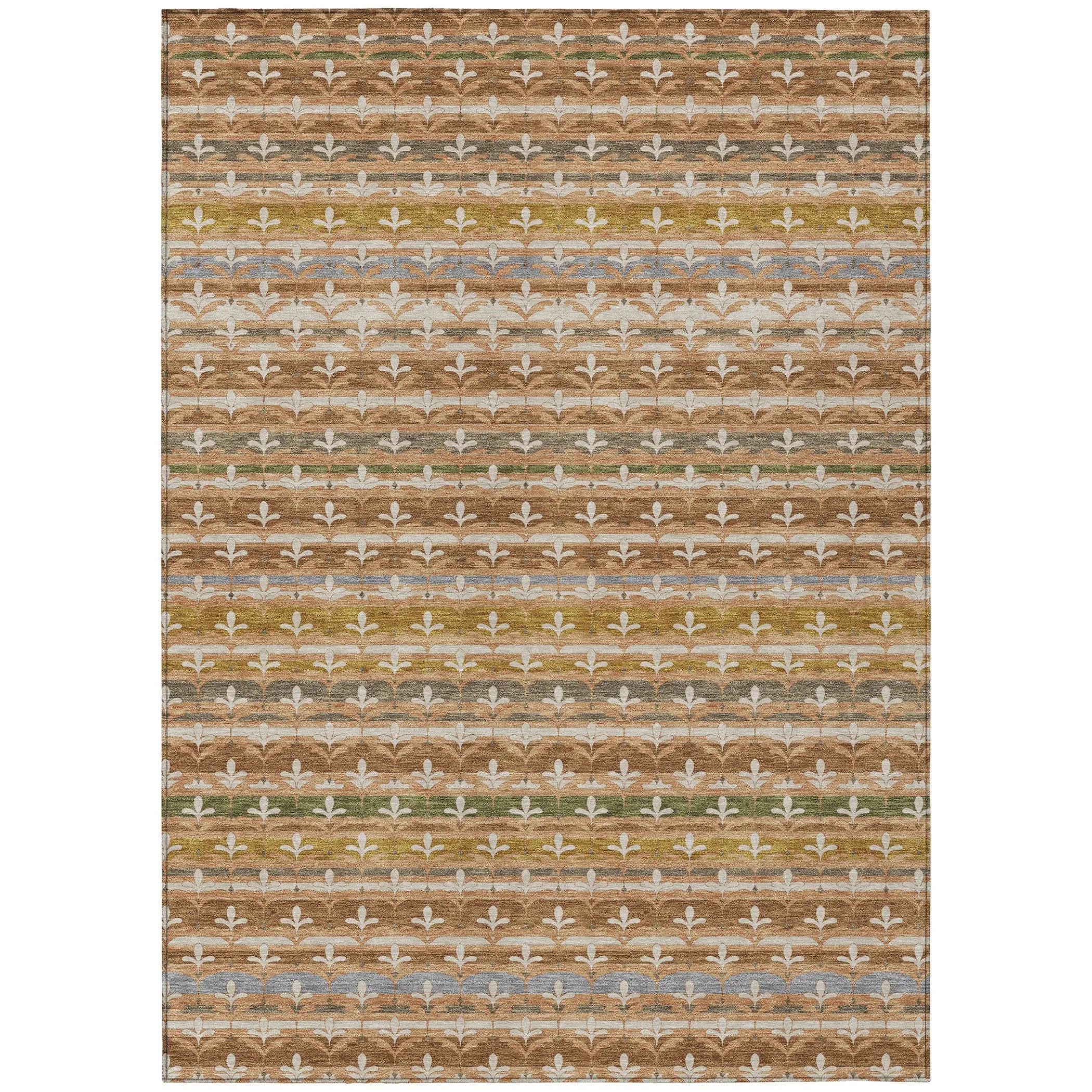 8' X 10' Orange And Copper Damask Washable Indoor Outdoor Area Rug Homeroots Outdoor
