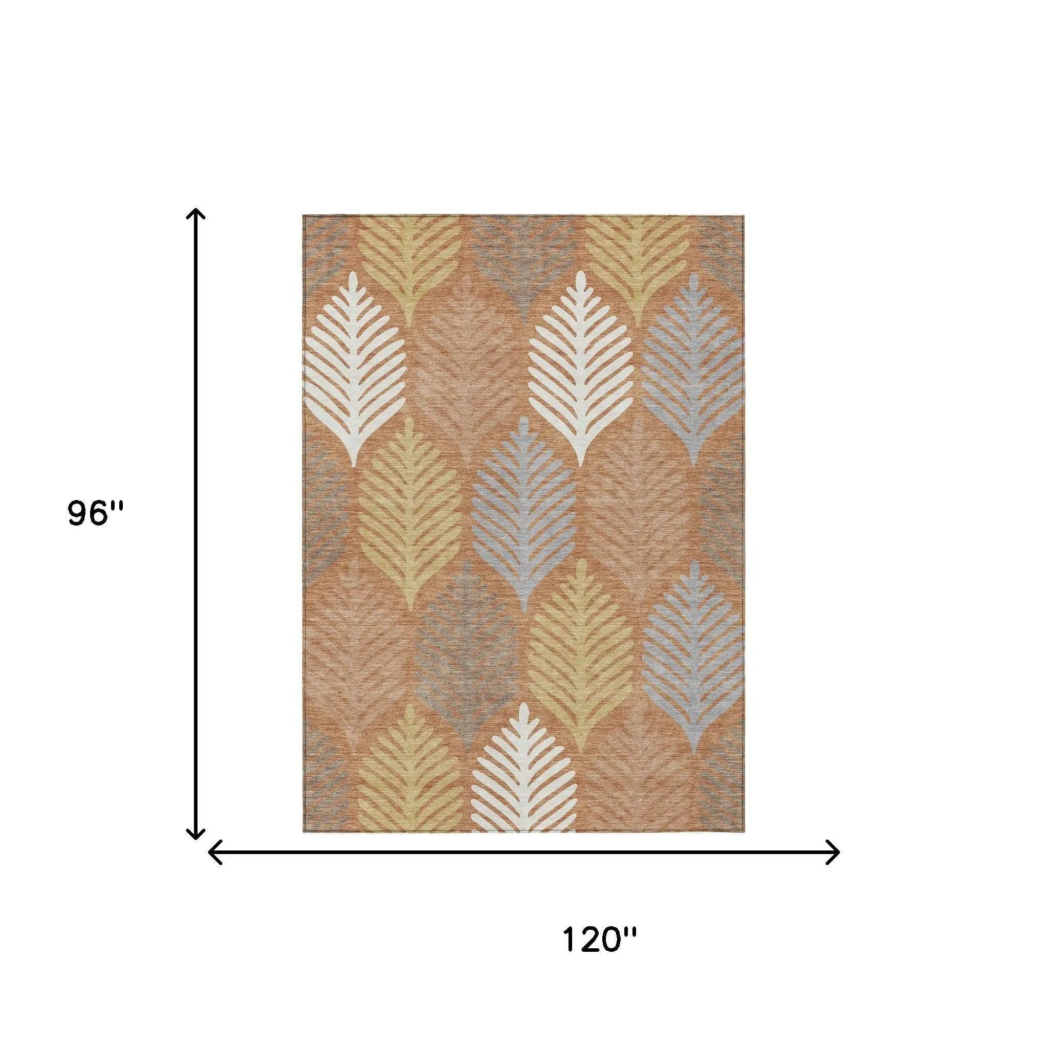 8' X 10' Orange And Copper Floral Washable Indoor Outdoor Area Rug Homeroots Outdoor