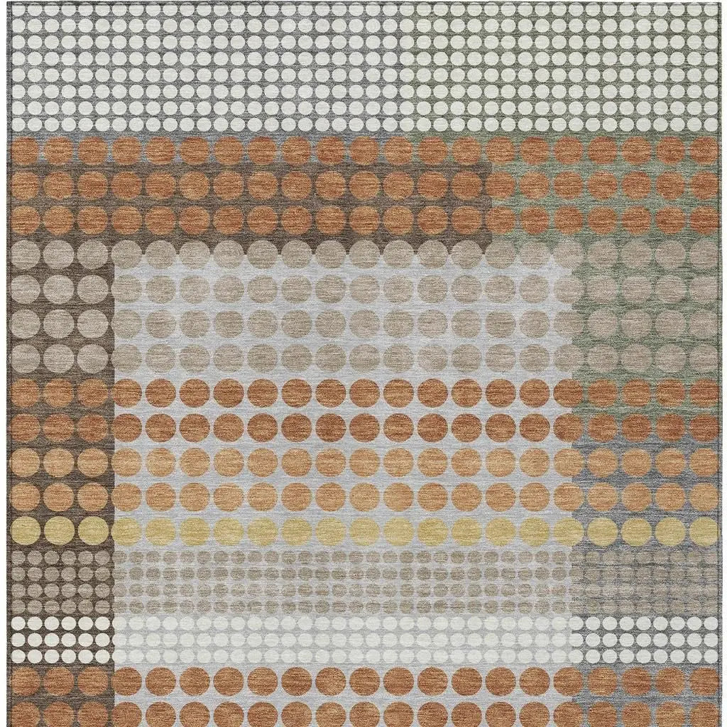 8' X 10' Orange And Copper Geometric Washable Indoor Outdoor Area Rug Homeroots Outdoor