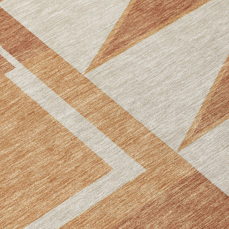 8' X 10' Orange And Copper Geometric Washable Indoor Outdoor Area Rug Homeroots Outdoor